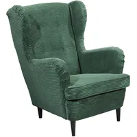 Möbel Boss Ohrensessel OSKAR Cord 78 x 102 x 98 cm Dunkelgrün