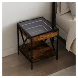 vidaXL Nachttisch mit Infinity-LED Räuchereiche 40x40x49 cm