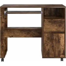 vidaXL Tisch mit Rädern mit Regal Geräucherte Eiche 91 x 50 x 77 cm