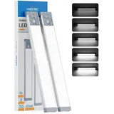 HIBOITEC Schrankbeleuchtung LED mit Bewegungsmelder Dimmbar, Unterbauleuchte Küche 50 LED Schranklicht Schrankleuchte Lichtleiste USB Wiederaufladbar Für Kleiderschrank, Treppe, Weißes Licht, 25,5 cm