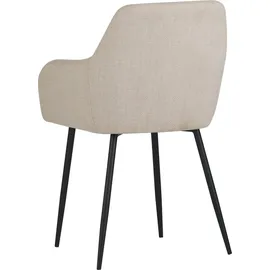HELA Tische 2er Set Esszimmerstuhl Maria, Bezug Webstoff beige Armlehne, 4Fuß Metallgestell Schwarz, 120kg belastbar
