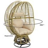 Polyrattan Loungesessel Schwingsessel Rattan Sessel Relaxsessel Stuhl Beige