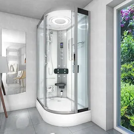AcquaVapore Komplettdusche mit Schiebetür 80 x 120 cm Weiß Sicherheitsglas D60-70T1R-EC
