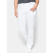 sheego Cargohose SHEEGO, Damen, Gr. 25, Kurzgrößen, weiß, 97% Baumwolle, 3% Elasthan, unifarben, Hosen Cargohose