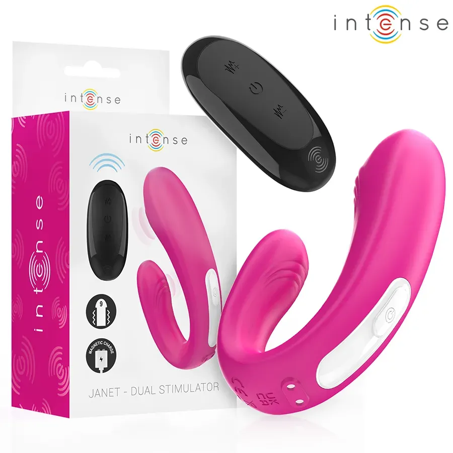 INTENSE - Janet U-förmiger Doppelstimulator und Vibrator mit Fernbedienung Rosa
