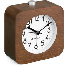 Navaris Analog Holz Wecker braun