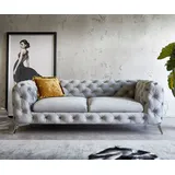 DeLife Couch Corleone 225x97 cm Samt Grau 3-Sitzer Sofa