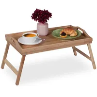 Relaxdays Betttablett aus Bambus Hellbraun,