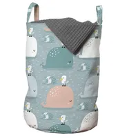 ABAKUHAUS Wal Wäschesack, Meeressäuger mit Seagull, Wäschekorb mit Griffen