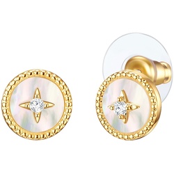 Lulu & Jane Ohrstecker Metall-Legierung Perlmutt in Gelbgold 10,4 mm Damen 