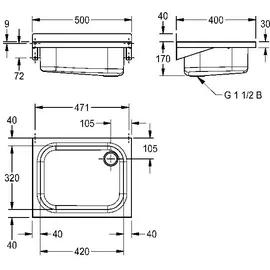 KWC SIRIUS Ausgussbecken 50 x 21,5 cm