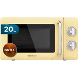 Cecotec Mikrowelle mit Grill Proclean 3110 Retro Yellow Mechanische, 700 W, 6 Stufen, Timer bis zu 30 Minuten, Auftaumodus, Vintage-Design in Gelb, Stahl-Finish