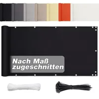 Aiyaoo Sichtschutz Balkon Polyester 100 x 650cm Balkonbespannung Wetterfest Sichtschutz und Windschutz, Robuste Blend, für den Gartenzaun oder Balkon - Schwarz
