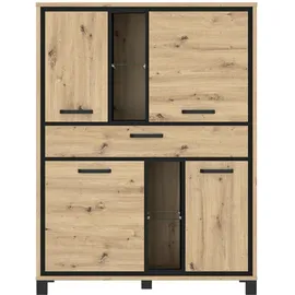 Forte Highboard 120,4 x 161 x 41,5 cm Schwarz