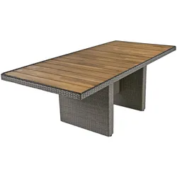 Tisch BRAGA 220cm grau Polyrattan Akazie Gartentisch Garten Gartenmöbel Möbel