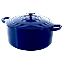 B&K BK Cookware Bourgogne Schmortopf, Bräter Induktion, Gusseisen Topf Emailliert mit Deckel, Ofen- und Spülmaschinengeeignet - 28cm/6,7 L, Königsblau