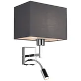 meineWunschleuchte Wandleuchte Caima mit LED Leselampe - Stoffschirm Grau, Höhe 31cm