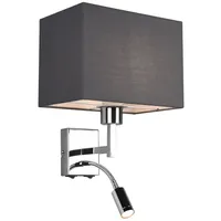 meineWunschleuchte Wandleuchte Caima mit LED Leselampe - Stoffschirm Grau, Höhe 31cm