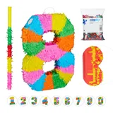 Relaxdays 4-tlg. Pinata Set Gelb,Grün,Pink