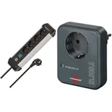 Brennenstuhl Premium-Alu-Line Steckdosenleiste 4-Fach/Steckerleiste aus hochwertigem Aluminium & Steckdosenadapter mit Überspannungsschutz 13.500 A