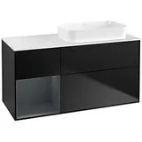 Villeroy & Boch Finion Waschtischunterschrank F681HGPD 120x60,3x50,1cm, Regal links Midnight Blue Matt Lacquer, Black matt lacquer