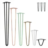 Natural Goods Berlin Tischbein 3er Set HAIRPIN Legs, Haarnadelbeine, Möbelfüße, Sitzbank / Couchtisch, Antik Roségold goldfarben 40 cm