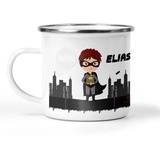 wolga-kreativ Emaille Tasse Becher Kinder Campingbecher Stadtheld Tasse Emaille Becher (leicht & robust) Trinkbecher für Kinder, Kaffeetasse, Emaillebecher | mit namen