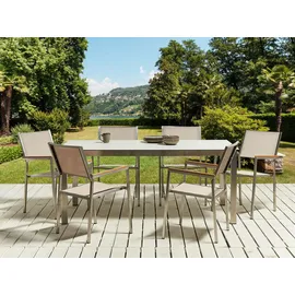 Beliani Gartenmöbel Set Keramik-Glas Weiß Beige