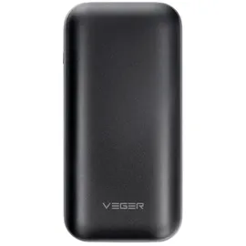 VEGER Powerbank 10 000mAh LCD Quick Charge PD 20W USB-A-, USB-C- und Micro-USB-Ladeanschluss schwarz
