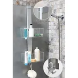 Bischof Duschregal BISCHOF "Yoki", silber, B:29cm H:69cm T:13cm, Regale, rostfrei, für Duschtüren von 6 - 11 mm geeignet, stufenlos einstellbar