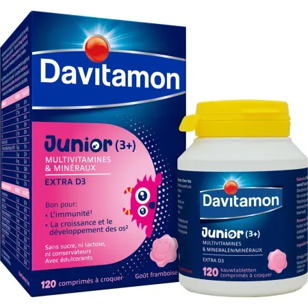 Davitamon Junior Multivitamine +3 Jahre Himbeergeschmack 120 Kautabletten
