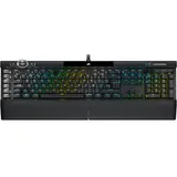 Corsair K100 RGB optisch-mechanische Gaming-Tastatur (CORSAIR OPX RGB optisch-mechanische Tastenschalter, magnetische und abnehmbare PU-Leder-Handgelenkauflage - Schwarz