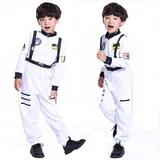 Proumhang Kostüm Kind Junge Mädchen Cosplay Kostüm Spatial Astronaut Kostüm Driver Tenus für Karneval Halloween Party Kleidungsstück Cosmonaut 4-15 Jahren-Weiß, XXL (für 140-150cm)