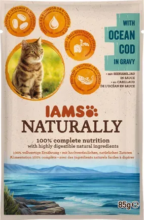 IAMS Naturally Mit Meereskabeljau in Sauce 85g (Rabatt für Stammkunden 3%)