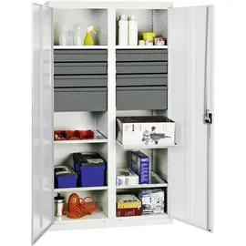 stumpf metall Werkzeug- und Materialschrank Serie 3000 lichtgrau + 6 Schublade 100 mm + 2 Schublade 200 mm + Mitteltrennwand + 6 Auszugsböden - 3004707
