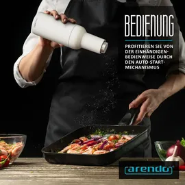 Arendo - Salz und Pfeffermühle elektrisch - 2er Set - einhändiger Betrieb - mahlt automatisch beim Kippen - Batteriebetrieben - Gewürzmühle