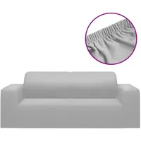 vidaXL Stretch Sofahusse 2-Sitzer Grau Polyester-Jersey