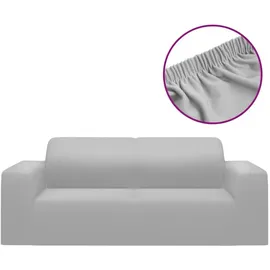 vidaXL Stretch Sofahusse 2-Sitzer Grau Polyester-Jersey