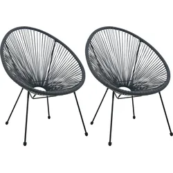 Stuhl INOSIGN, schwarz (schwarz, schwarz), B:73cm H:88cm T:73cm, Kunststoff, Metall, Stühle, Kunststoffstuhl Gartenstuhl, runde Sitzschale im 2er-Set