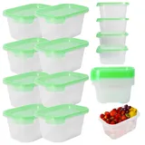 Mypicompany Frischhaltedosen mit Deckel – 8-teiliges Set je 750 ml pro Dose, BPA-frei, luftdicht, stapelbar, mikrowellen- & spülmaschinengeeignet, transparente Gefrierdosen mit grünem Deckel