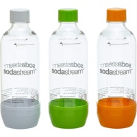 SodaStream Trinkflasche Pet-Flaschen 3x 1L, aus bruchfestem kristallklarem PET, 1 Liter Plastikflasche