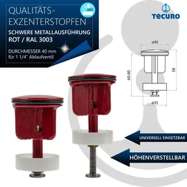 tecuro Excenterstopfen Ø 40 mm für 1 1/4 Zoll Ablaufventil | rot (RAL 3003) Ø Rot