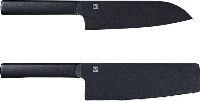 HuoHou Küchenmesser aus hochwertigem Edelstahl, Nano-Antihaftbeschichtung, ergonomischer Griff, rost- und verschleißfester Klinge, mattschwarzes Design, für den Heimgebrauch und den professionellen Einsatz