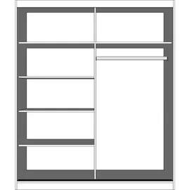 imoebel24 Schwebetürenschrank, Weiß Schwarz, Holzwerkstoff, 5 Fächer, Rechteckig, 183x218x61 cm Schlafzimmer, Kleiderschränke, Schwebetürenschränke