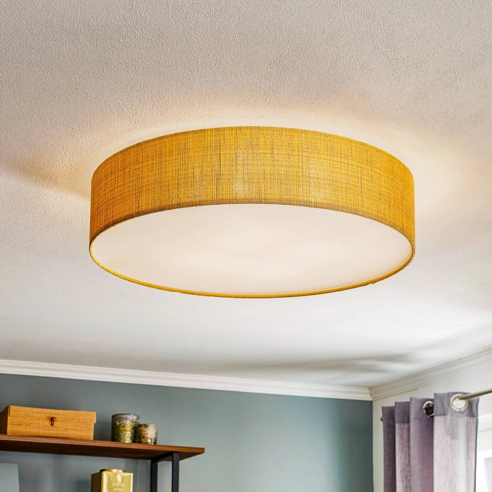 Deckenlampe Turda Nowodvorski Lighting, dimmbar, messing / gold, für Wohn- / Esszimmer, Textil / Stoff / Seide, Modern, Deckenlampe - 65 cm - 65 cm - 14 cm