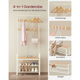 VASAGLE Garderobenständer HSR40W 183 x 72 x 33,7 cm Eichenfarben-weiß