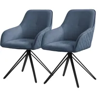 ML-Design Esszimmerstühle Drehbar 2Er Set Textil Webstoff Blau Wohnzimmerstuhl