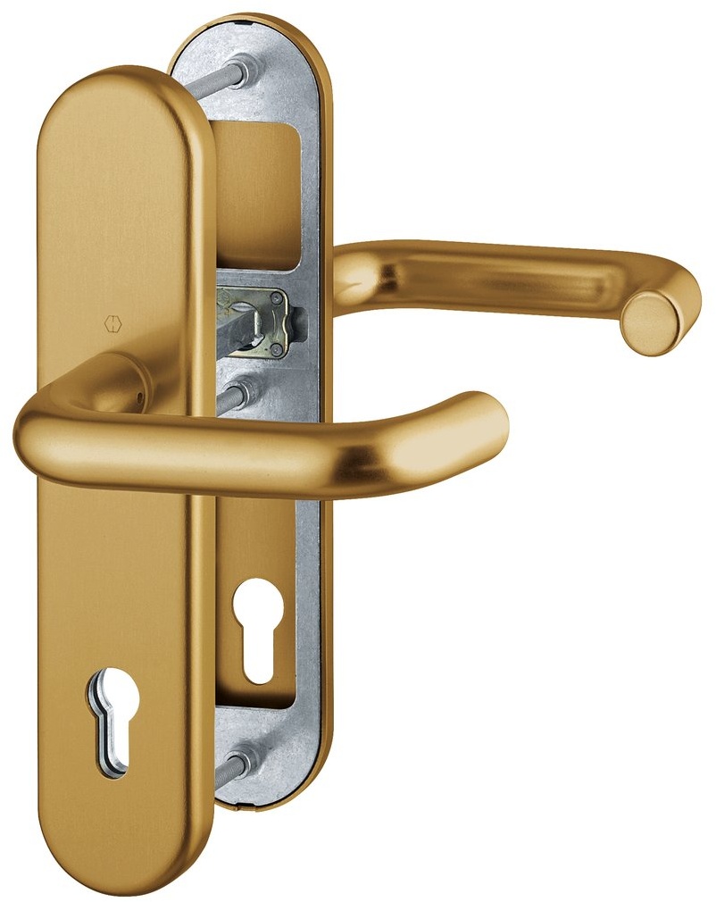 Hoppe Paris Aluminium-Schutz-Langschild-Türgriff-Garnitur 138/3331/3310, Profilzylinder, für Außen-/Wohnungsabschluss-Türen (67-72 mm) - bronzefarben - 3664911