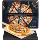 Navaris Pizzastein für Backofen - Glasierter Pizzastein 38x30cm & Bambus Pizzaschieber - Backstein für Ofen Grill - Brotbackstein Steinplatte Pizza Stone - Widerstandsfähig