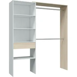 Dmora Garderobe Miramar, Struktur für begehbaren Kleiderschrank, Offener Kleiderschrank ohne Türen, 158x40h187 cm, Weiß und Eiche